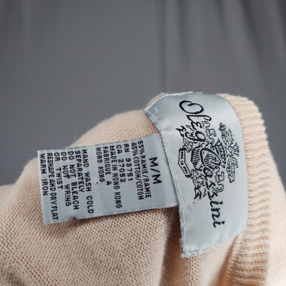 Oleg Cassini Sweater Embroidered Short Sleeve Medium Knit Pastel Floral Crew VTG - Picture 8 of 8